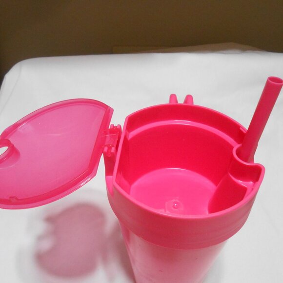 NEW Color Changing 24oz. drink Tumbler that also holds your snacks PINK handle - Picture 3 of 9
